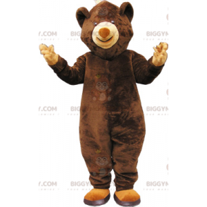 BIGGYMONKEY™ βελούδινη στολή μασκότ καφέ αρκούδας -