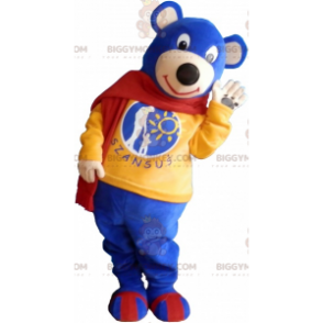 BIGGYMONKEY™ Disfraz de mascota de osito azul con bufanda roja