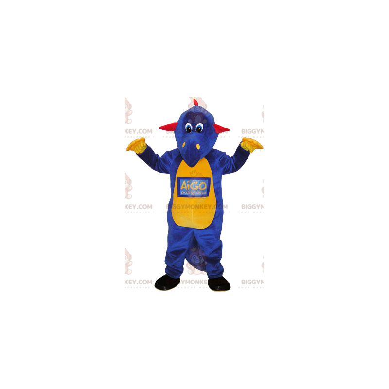 Paars gele en rode dinosaurus BIGGYMONKEY™ mascottekostuum -