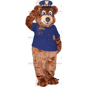 BIGGYMONKEY™ Braunbär-Maskottchen-Kostüm im Sheriff-Outfit -