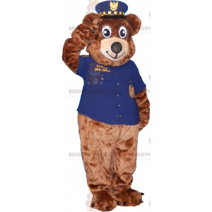 BIGGYMONKEY™ Brun bjørnemaskotkostume i sheriffoutfit -