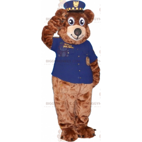 BIGGYMONKEY™ Braunbär-Maskottchen-Kostüm im Sheriff-Outfit -