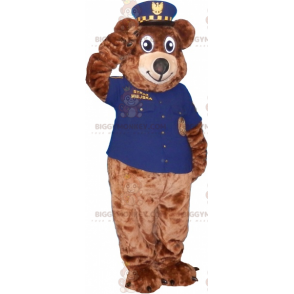 BIGGYMONKEY™ Brun bjørnemaskotkostume i sheriffoutfit -