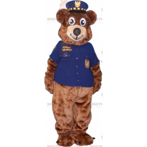 BIGGYMONKEY™ Braunbär-Maskottchen-Kostüm im Sheriff-Outfit -