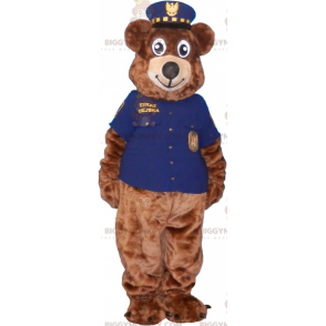 BIGGYMONKEY™ Brown Bear Mascot Costume In Sheriff Outfit -