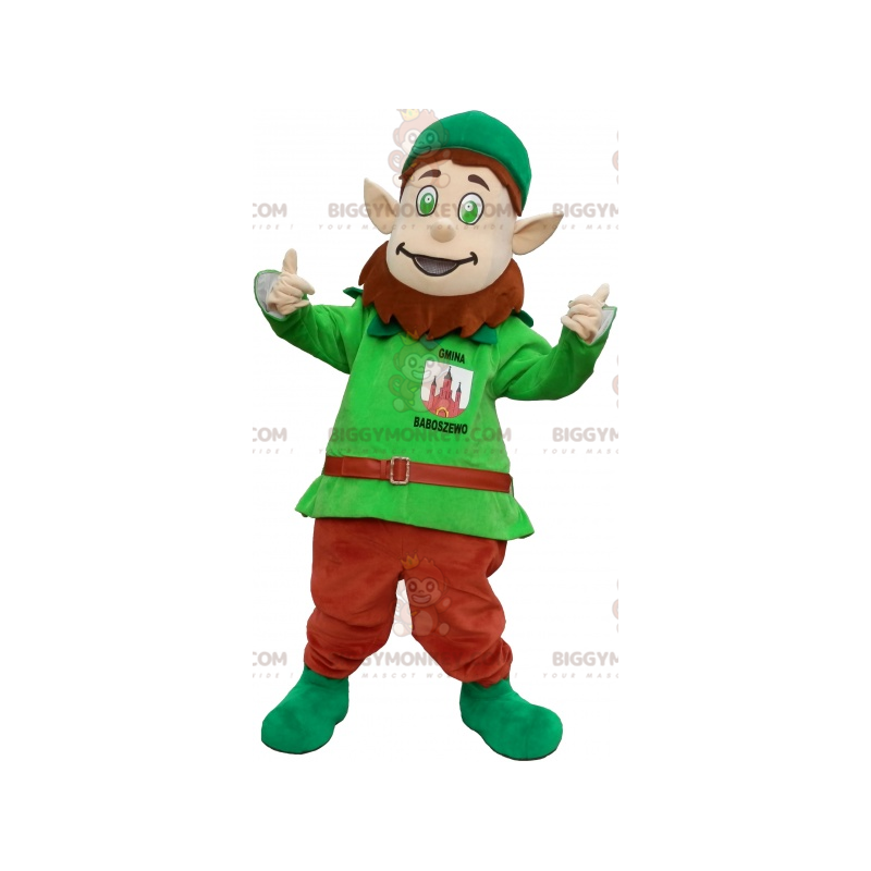 BIGGYMONKEY™ Leprechaun maskotkostume med spidse ører og en hue