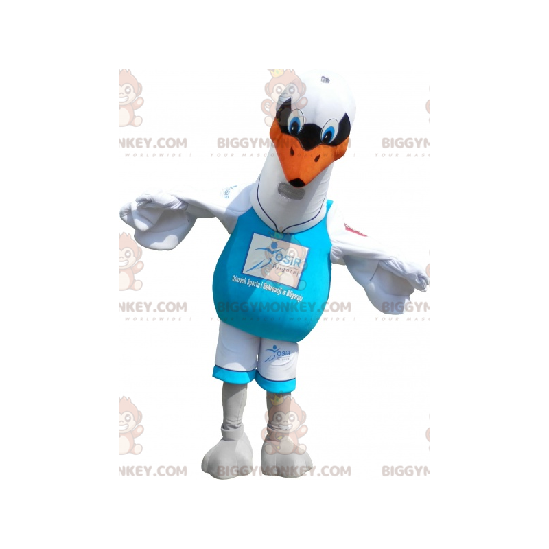 Costume de mascotte BIGGYMONKEY™ de mouette blanche. Costume