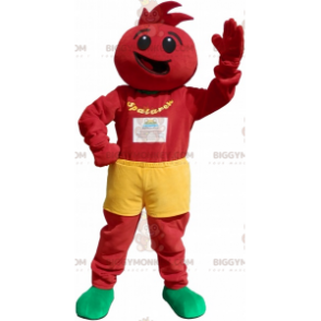 Costume de mascotte BIGGYMONKEY™ de bonhomme tout rouge avec un