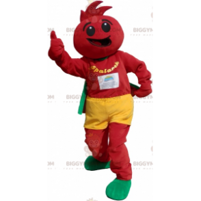 Costume de mascotte BIGGYMONKEY™ de bonhomme tout rouge avec un