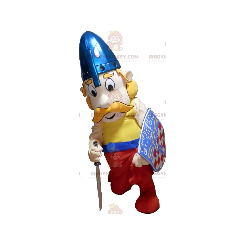 Traje de mascote viking bigodudo loiro BIGGYMONKEY™ com