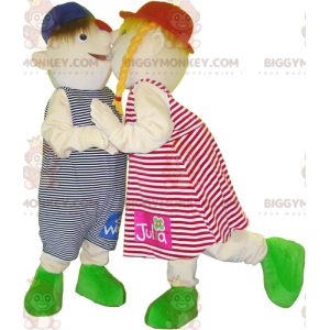 2 crianças do BIGGYMONKEY™ mascote uma menina e um menino –