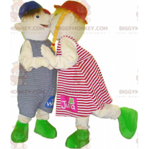 2 BIGGYMONKEY™s Kindermaskottchen, ein Mädchen und ein Junge -