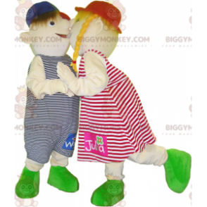 2 crianças do BIGGYMONKEY™ mascote uma menina e um menino –