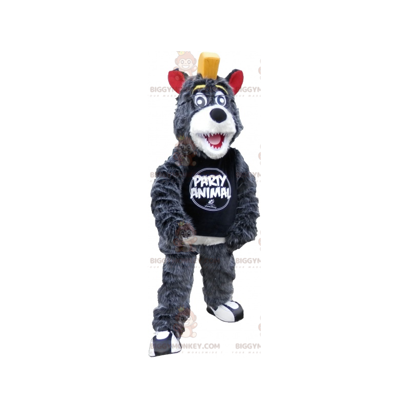 BIGGYMONKEY™ Maskottchen-Kostüm von grauem und weißem Bären mit