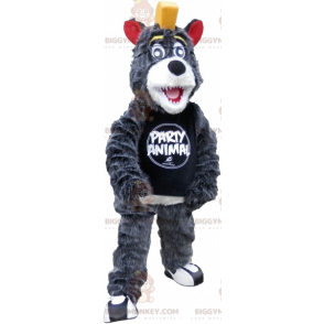 BIGGYMONKEY™ Costume da mascotte di Orso grigio e bianco con