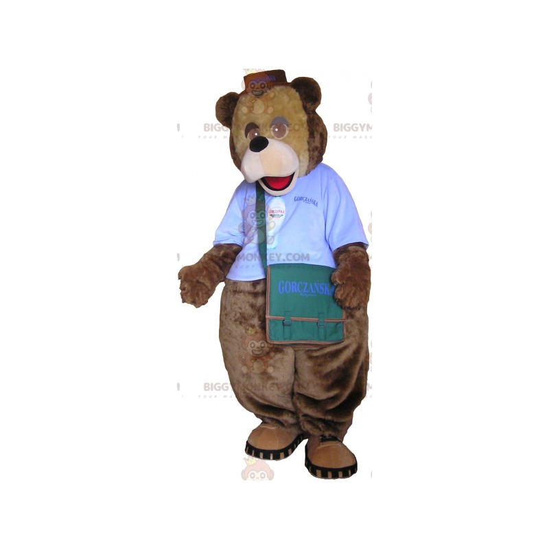 Kostým maskota medvěda hnědého BIGGYMONKEY™ s taškou na popruh
