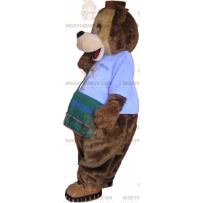 Braunbär BIGGYMONKEY™ Maskottchen-Kostüm mit Umhängetasche -