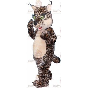 BIGGYMONKEY™ Katzen-Leopard-Maskottchen-Kostüm mit Käferaugen -