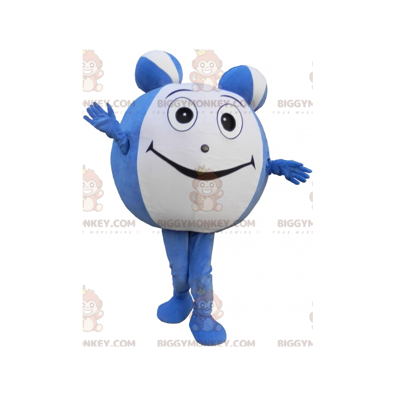 Costume de mascotte BIGGYMONKEY™ de boule bleue et blanche