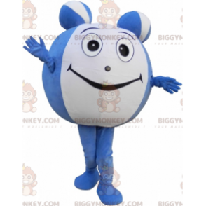 Costume de mascotte BIGGYMONKEY™ de boule bleue et blanche