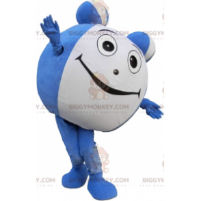 BIGGYMONKEY™ mascottekostuum met grote blauwe en witte bal.