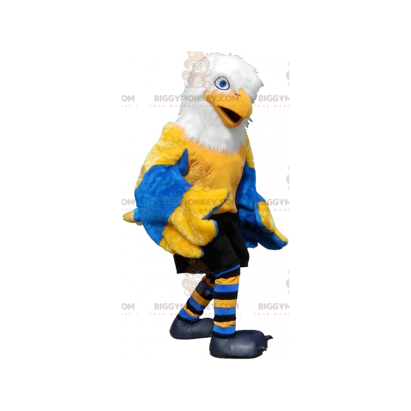 BIGGYMONKEY™ Mascot Costume Yellow White Blue Bird Sportswear -