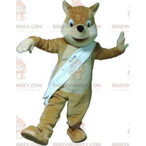 BIGGYMONKEY™ Costume mascotte volpe marrone chiaro beige e