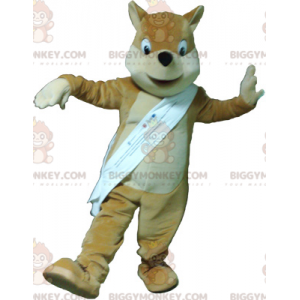 Costume de mascotte BIGGYMONKEY™ de renard marron clair beige