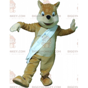 BIGGYMONKEY™ Costume mascotte volpe marrone chiaro beige e