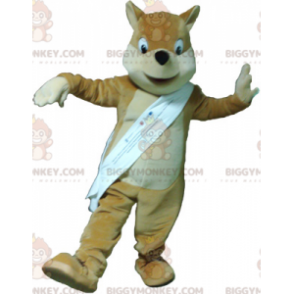 BIGGYMONKEY™ Light Brown Beige and White Fox Mascot Costume –