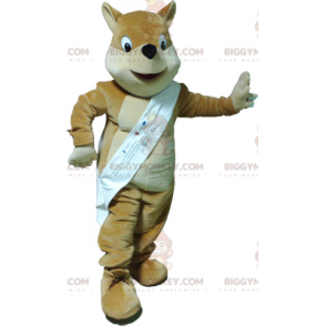 BIGGYMONKEY™ Costume mascotte volpe marrone chiaro beige e