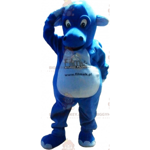 Impresionante disfraz de mascota de dragón azul gigante