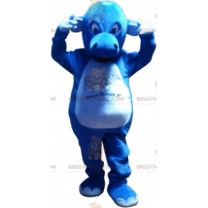 Costume de mascotte BIGGYMONKEY™ de dragon bleu géant et