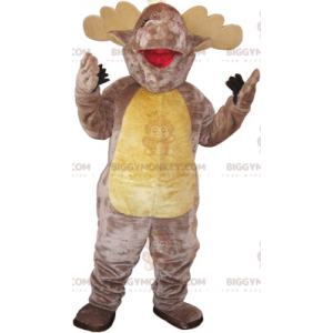 Meget realistisk brun og beige elg BIGGYMONKEY™ maskot kostume