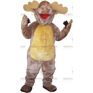 Traje de mascote BIGGYMONKEY™ de alce marrom e bege muito