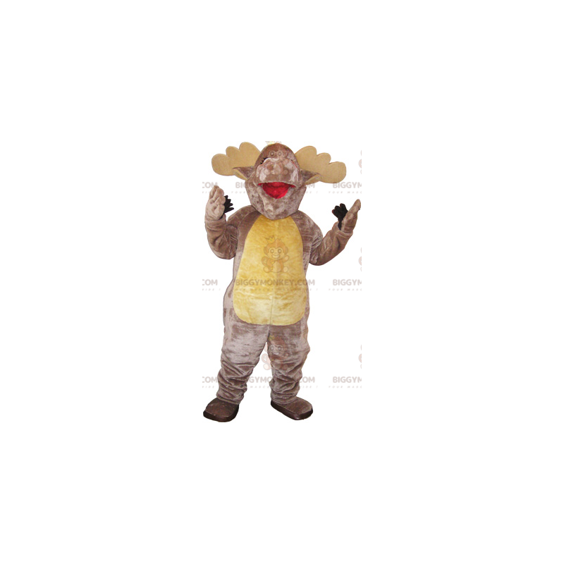 Costume de mascotte BIGGYMONKEY™ d'élan marron et beige très
