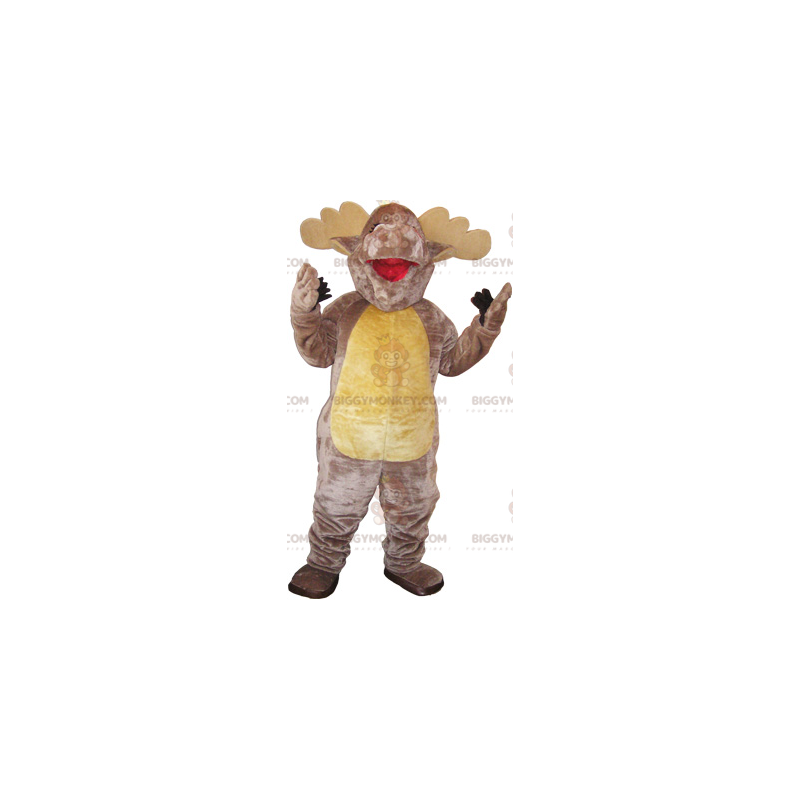 Traje de mascote BIGGYMONKEY™ de alce marrom e bege muito