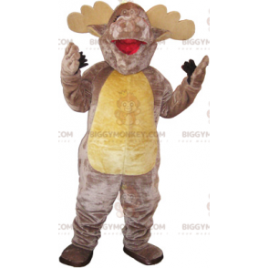 Very realistic brown and beige elk BIGGYMONKEY™ mascot costume