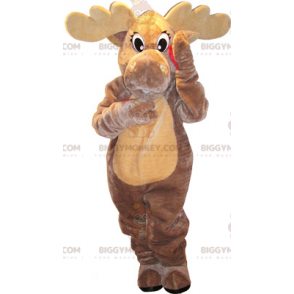 Costume de mascotte BIGGYMONKEY™ d'élan marron et beige très