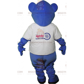 Blue teddy BIGGYMONKEY™ mascot costume with t-shirt –