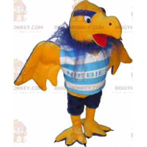 Costume de mascotte BIGGYMONKEY™ de vautour jaune et bleu en