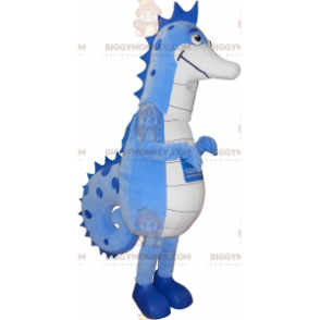 Costume de mascotte BIGGYMONKEY™ d'hippocampe bleu et blanc