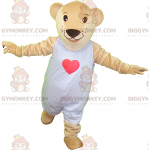 BIGGYMONKEY™ Maskottchen-Kostüm Beige Plüsch-Teddy im