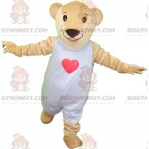 BIGGYMONKEY™ mascottekostuum beige pluche teddy in pyjama -