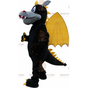 Costume de mascotte BIGGYMONKEY™ de dragon ailé noir gris et