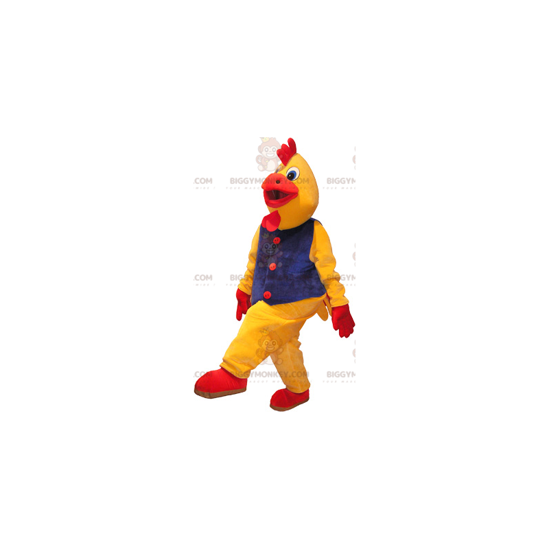 Costume de mascotte BIGGYMONKEY™ de coq jaune et rouge géant