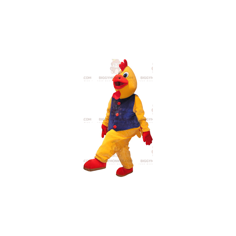 Kæmpe gul og rød hane BIGGYMONKEY™ maskotkostume hane fancy