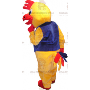 Kæmpe gul og rød hane BIGGYMONKEY™ maskotkostume hane fancy