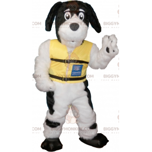 Costume mascotte BIGGYMONKEY™ cane bianco maculato nero -