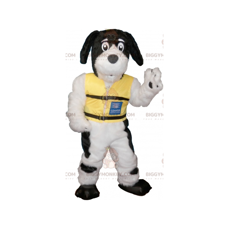 Costume mascotte BIGGYMONKEY™ cane bianco maculato nero -